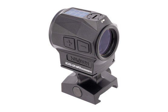 Holosun SCRS Green Dot Multi-Reticle Sight has a solar power system.